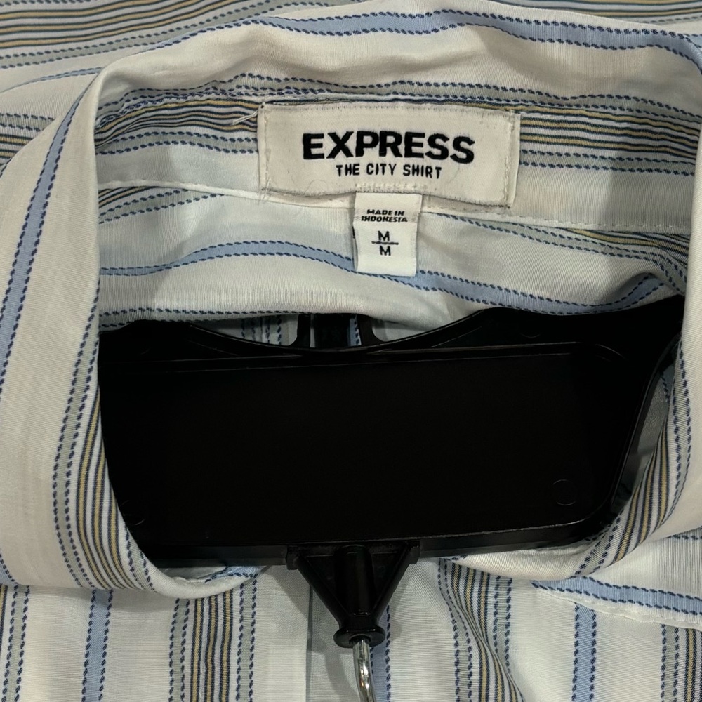 Express Portofino The City Shirt Button Down Long Convertible Sleeves Striped - Picture 5 of 7